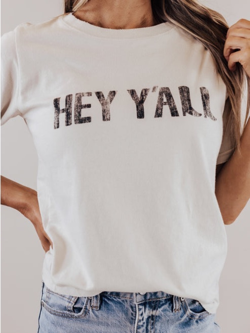 HEY Y'ALL Graphic Short-Sleeve Tee Khaki